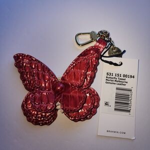 Brahmin Butterfly Bag Charm Key Fob In Merlot NWT